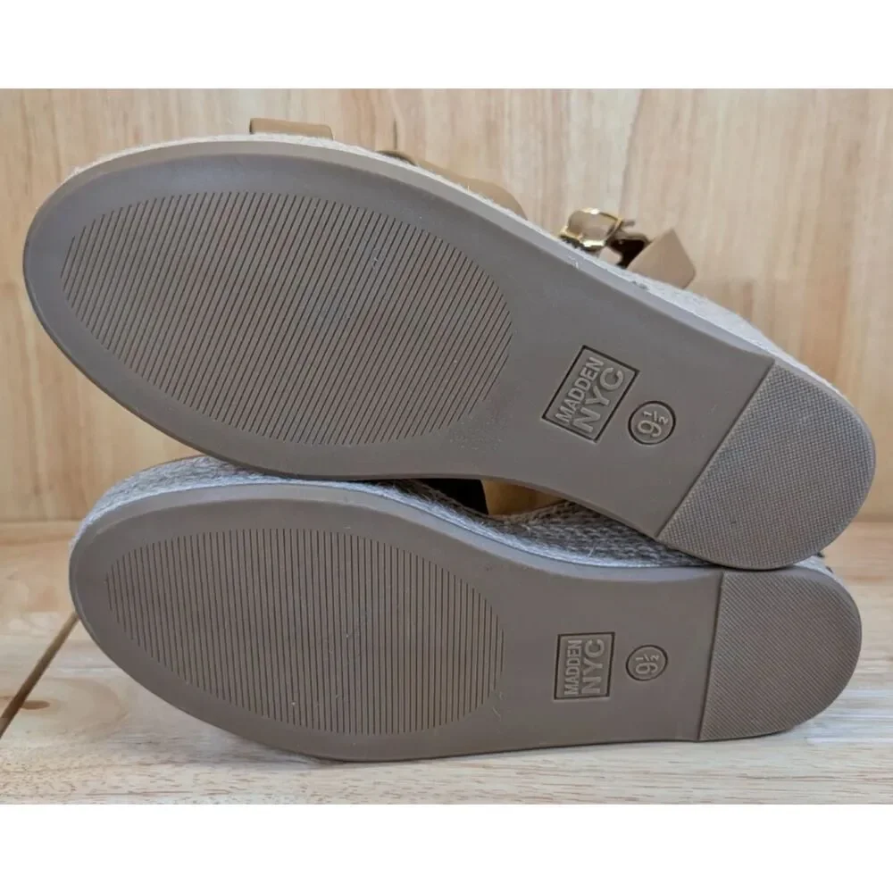 Madden NYC Platform Espadrille Sandals Tan Size 9.5 Womens Ankle Strap‎